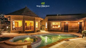 Luxury private pool villa at Nature Village Resort in Pushkar surrounded by nature
